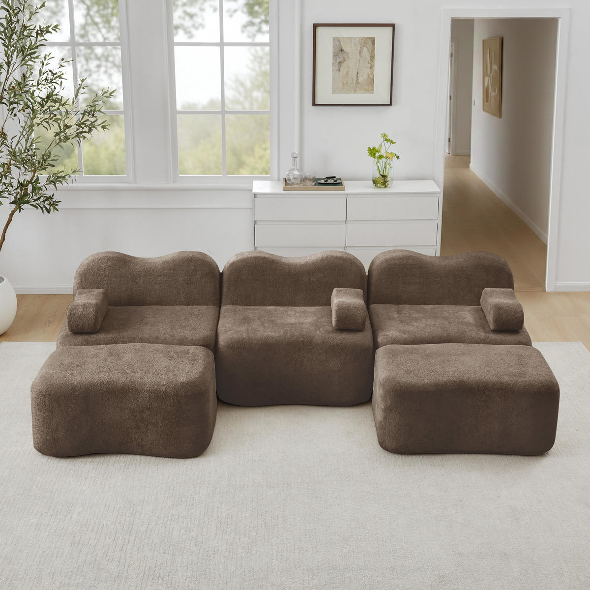 WOHNLANDSCHAFT Braun 288/167/70 cm 3-Sitzer Modular - Braun, Textil (288/70/167cm) - PANGIVO