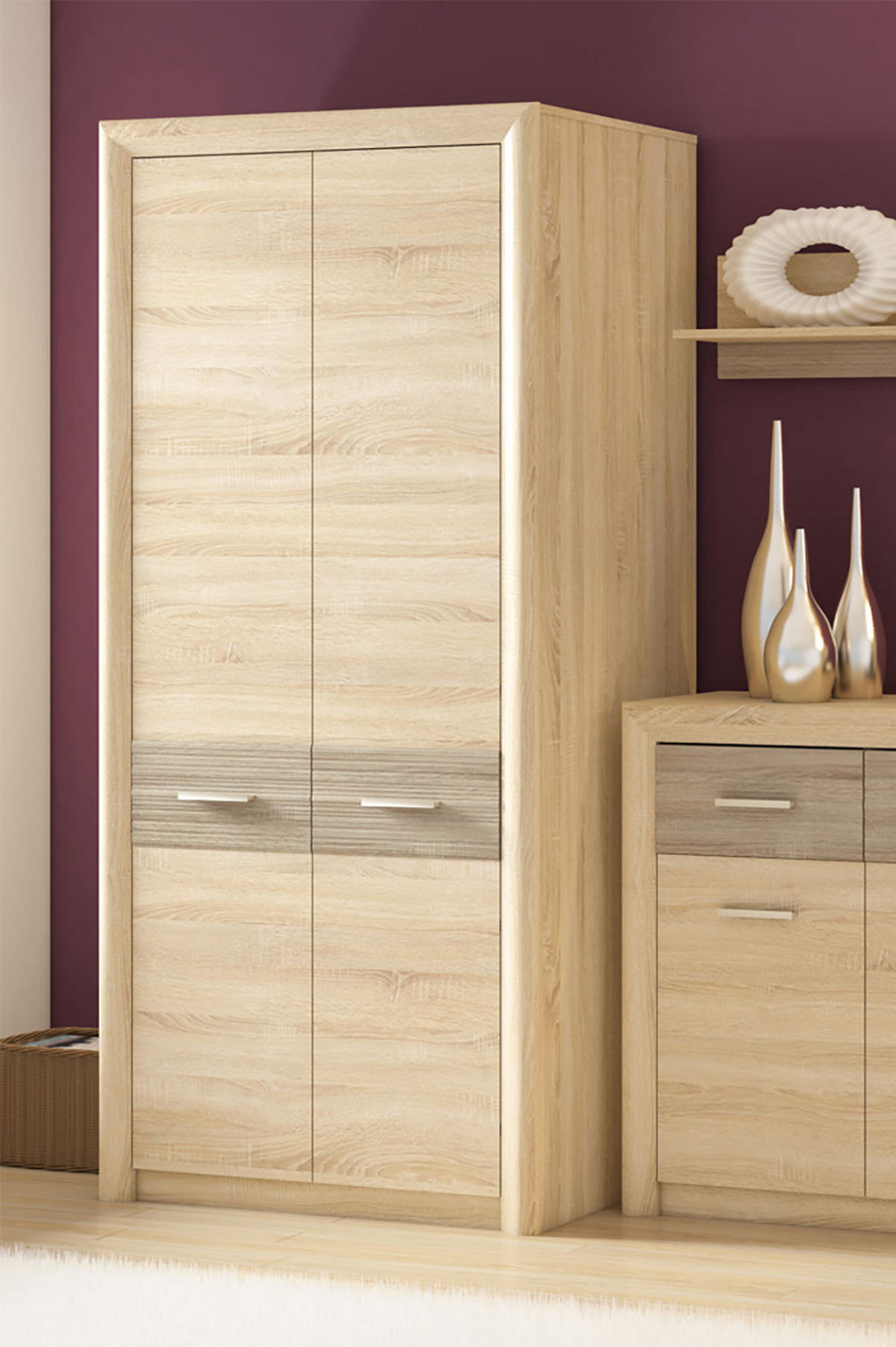 KLEIDERSCHRANK Castel Sonoma Eiche / Sonoma EIche Trüffel 92 / 66 / 201cm - Braun/Sonoma Eiche, Holz/Holzwerkstoff (92/201/66cm) - Feldmann-Wohnen