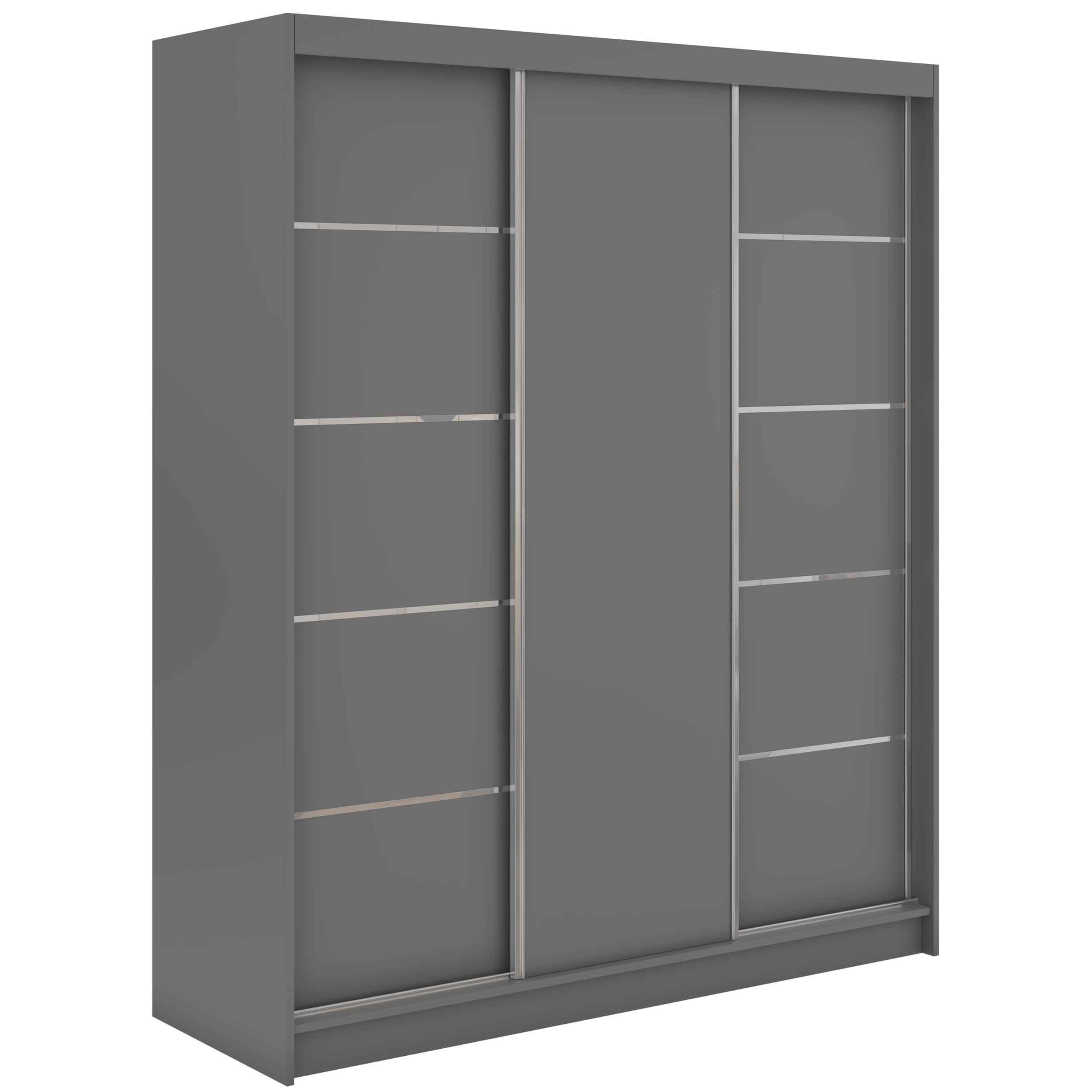 SCHWEBETÜRENSCHRANK mit Schubladen 180 - MACEDONIA - Grau - Alufarben/Grau, Holzwerkstoff/Metall (180/216/61cm) - MKS