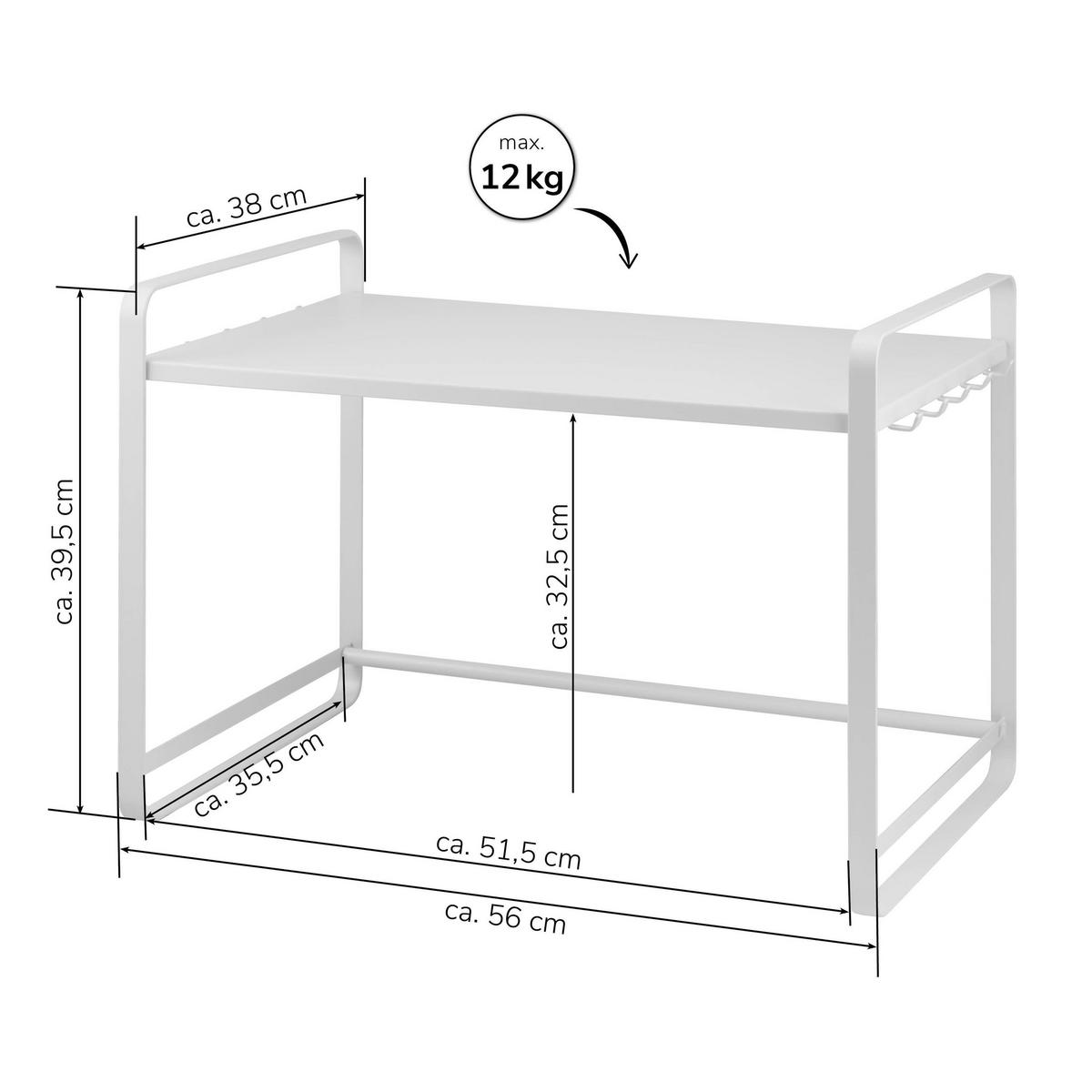 MIKROWELLENREGAL, weiß, Metall - Weiß, Metall (56/39.5/38cm) - bremermann