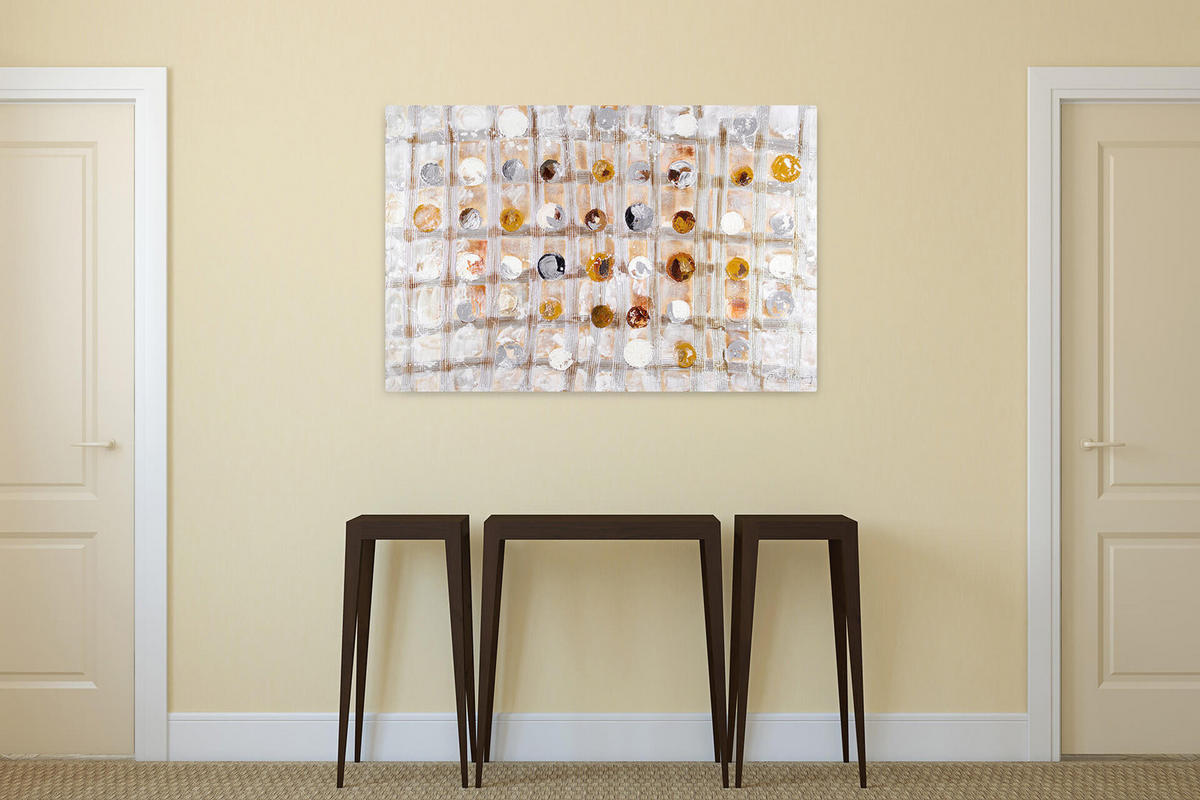 ACRYLBILD HANDGEMALT 120/80 cm - Silberfarben/Goldfarben, Holz/Textil (120/80cm) - KUNSTLOFT