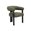 STUHL mit Armlehnen - Bouclé-Stoff & Kautschukholz - Khaki & Schwarz - LIVELIA - Waldgrün, Textil (64/78/60cm) - Vente-Unique