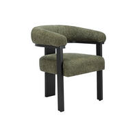 STUHL mit Armlehnen - Bouclé-Stoff & Kautschukholz - Khaki & Schwarz - LIVELIA - Waldgrün, Textil (64/78/60cm) - Vente-Unique