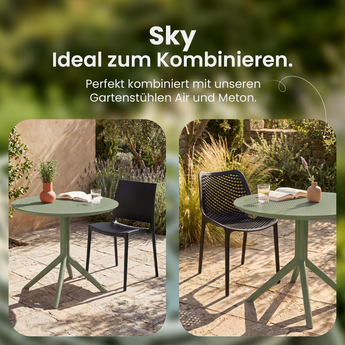 GARTENTISCH rund Ø105 cm Kunststoff Oliv - Olivgrün, Kunststoff (105/105/74cm) - CLP