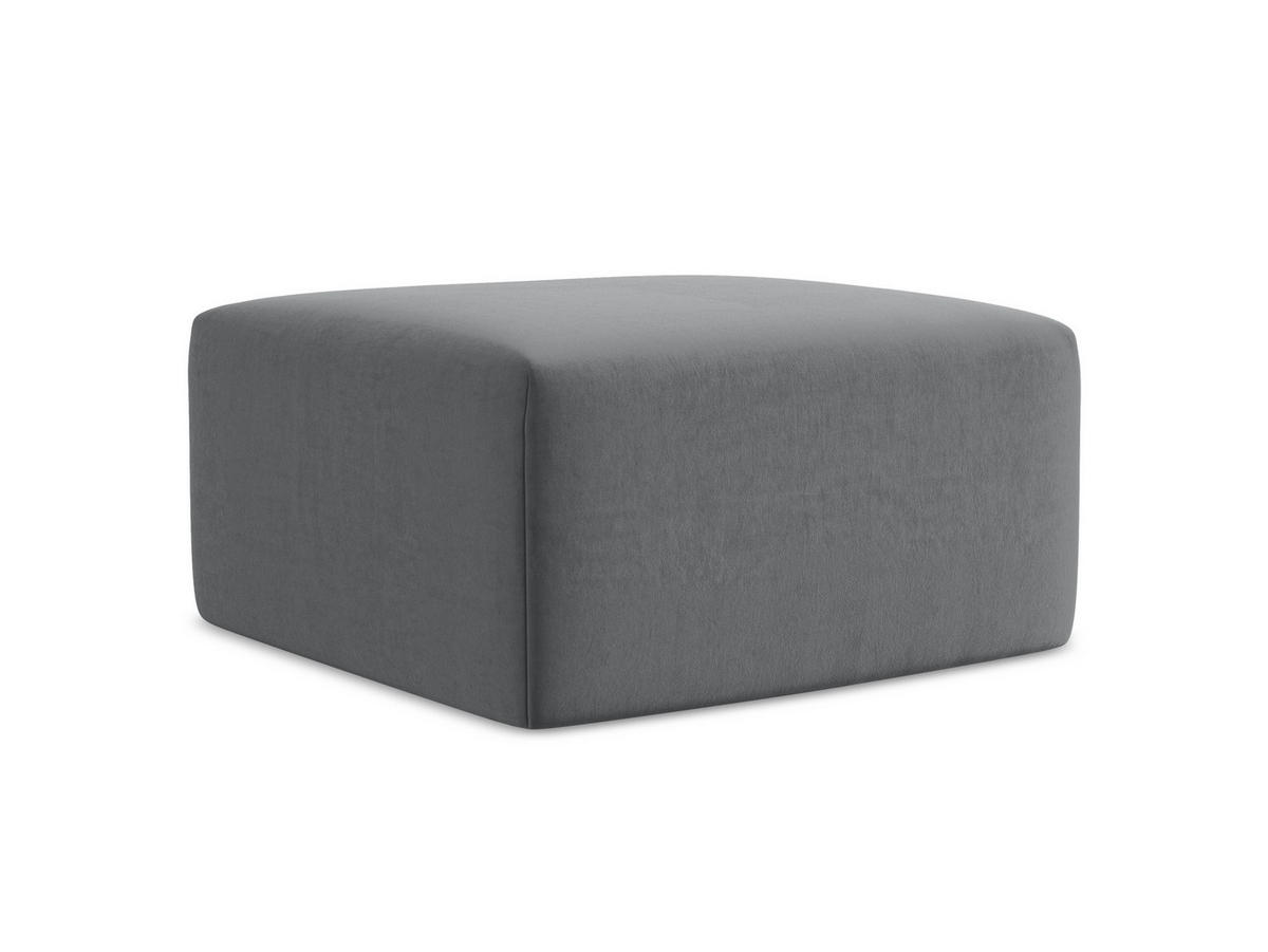 POUF Samt Stoff Grau - Edelstahlfarben/Schwarz, Holzwerkstoff/Kunststoff (75/37/75cm) - Makamii