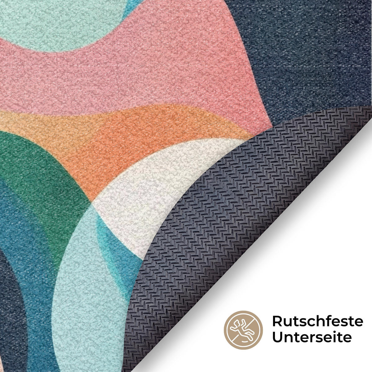 ROHOŽKA Abstraktní - modrá - růžová 90x90 cm - různobarevná, textil/umělá hmota (90/0.4cm) - MuchoWow