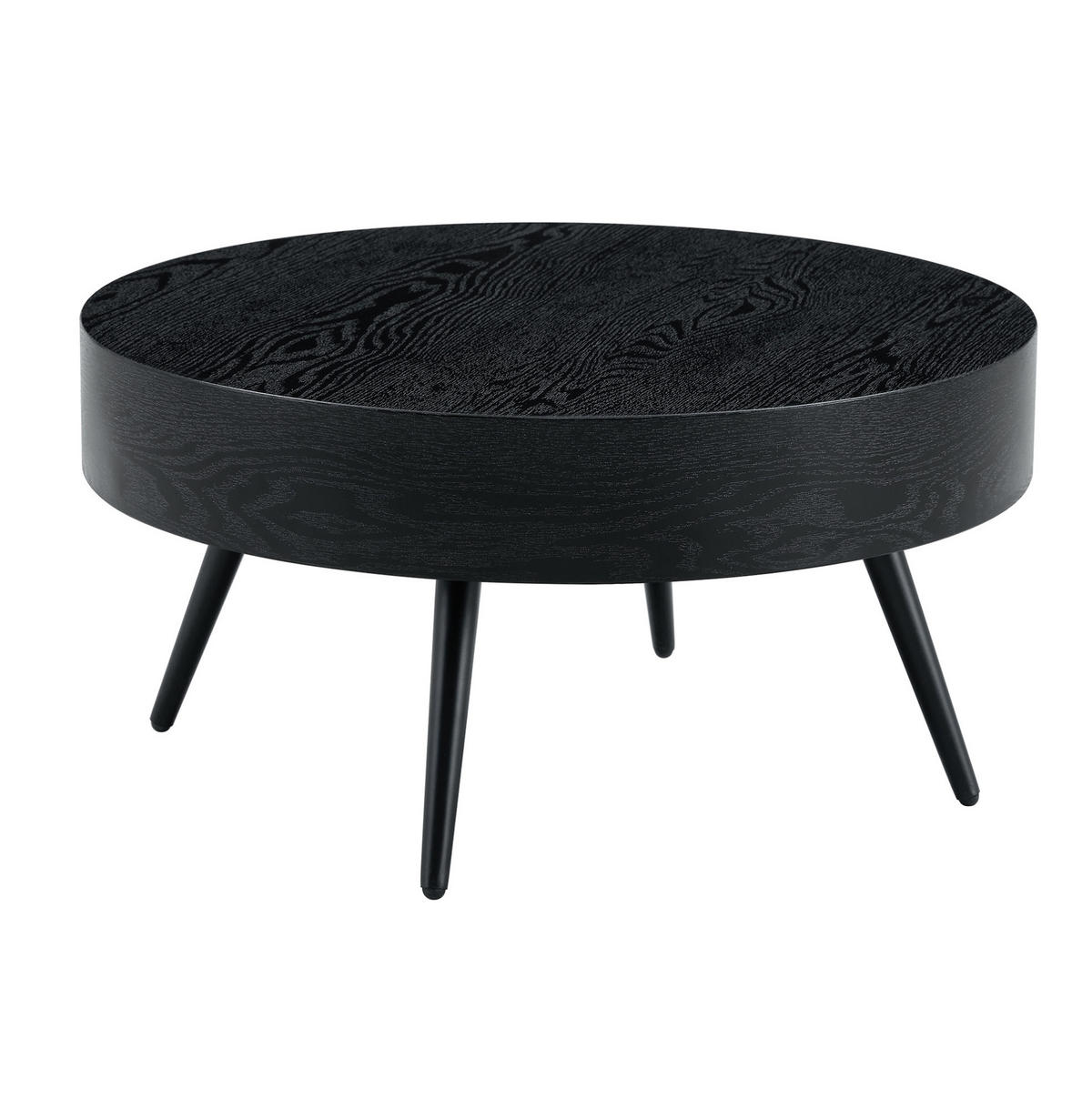 COUCHTISCH rund Ø 70 cm MDF Holzoptik Schwarz - Schwarz, Metall (70/70/35.5cm) - Meubliv