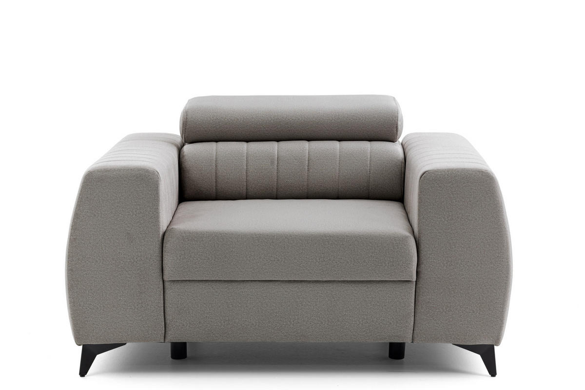 SESSEL PIERO mit verstellbare Kopfstütze Velours Beige - Beige/Schwarz, Holz/Textil (130/90/100cm) - Muffo