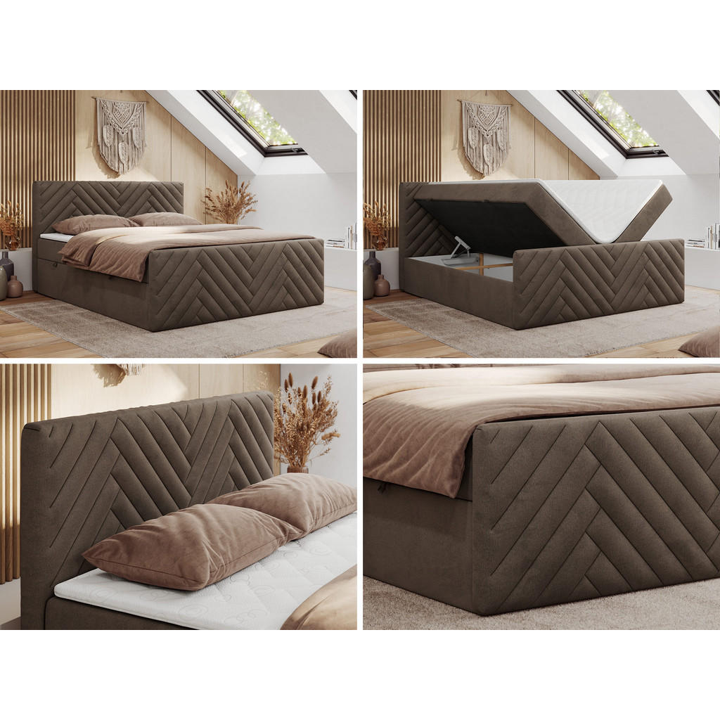 Thumbnail - MKS Boxbett, Braun, Textil, 2-Sitzer, H4, 7-Zonen, Rechteckig, 120x200 cm, Oeko-Tex®, Schlafzimmer, Betten, Boxspringbet...