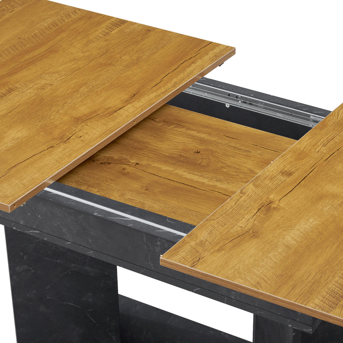 ESSTISCH VIVIAN 120-160/80/76 cm - Wildeiche/Anthrazit, Holzwerkstoff (80/120/76cm) - B&D Home