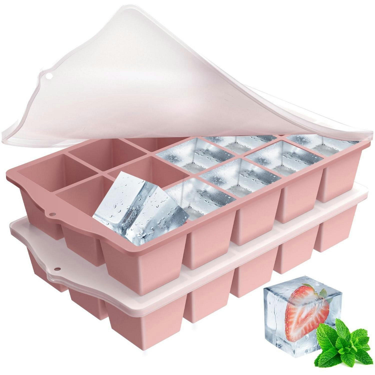 EISWÜRFELFORM Silikon mit Deckel, rosa, 2 Stück - Rosa, Kunststoff (11/3.5/19cm)