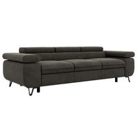 TŘÍMÍSTNÁ POHOVKA PETER 3 - Tmavě šedá Samet - černá/tmavě šedá, kov/textil (262/76/99cm) - MKS
