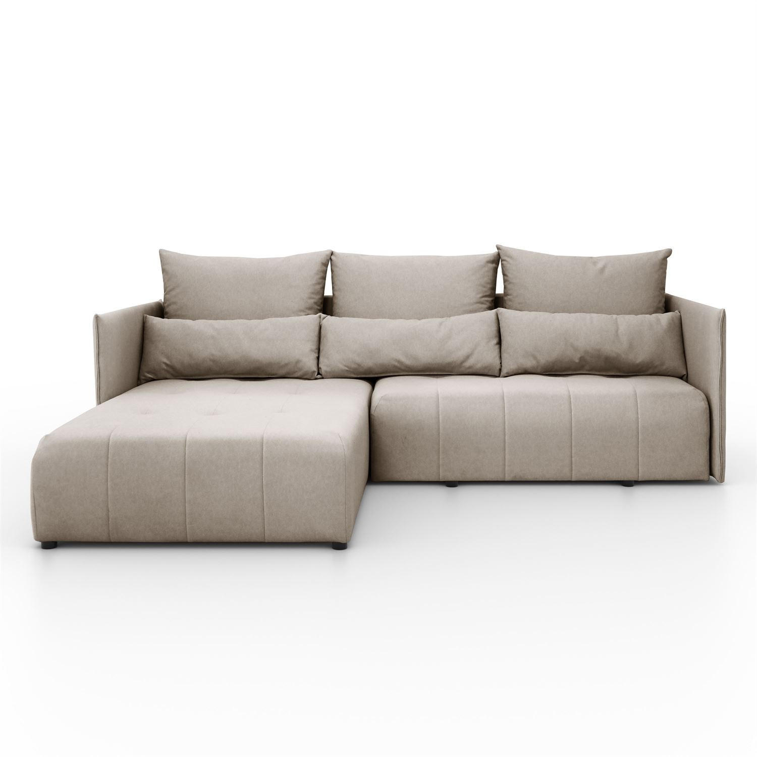ECKSOFA APOLLO L mit Schlaffunktion und Bettkasten – linke Seite - Beige, Textil (246/188cm) - Lookway