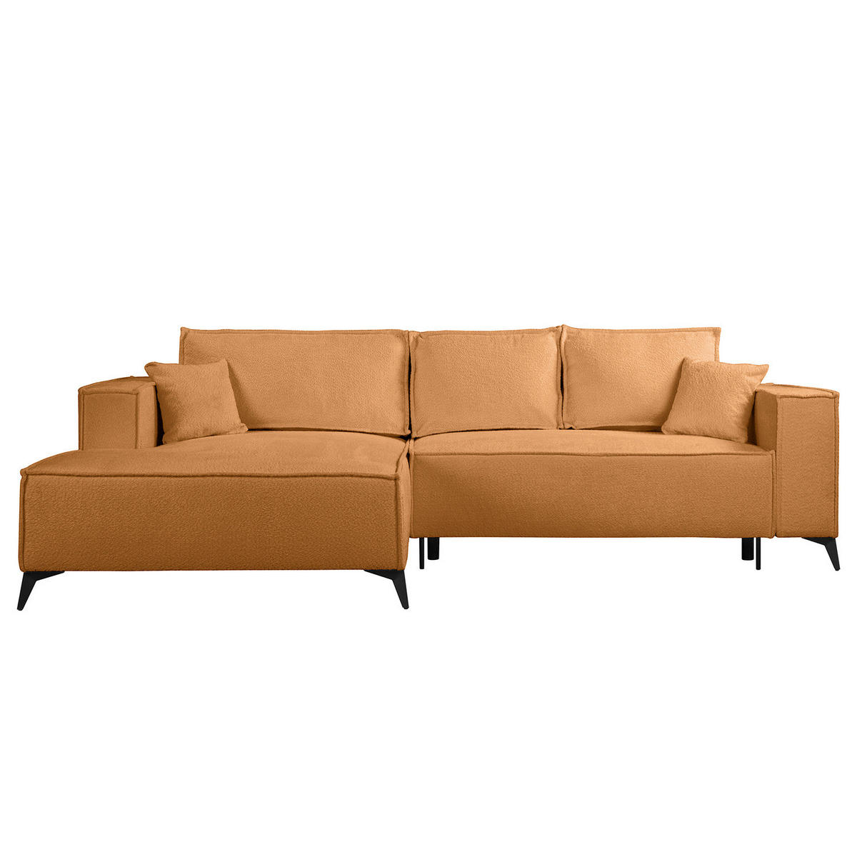 ECKSOFA mit Schlaffunktion - Beige/Schwarz, Textil (294/185cm) - home24