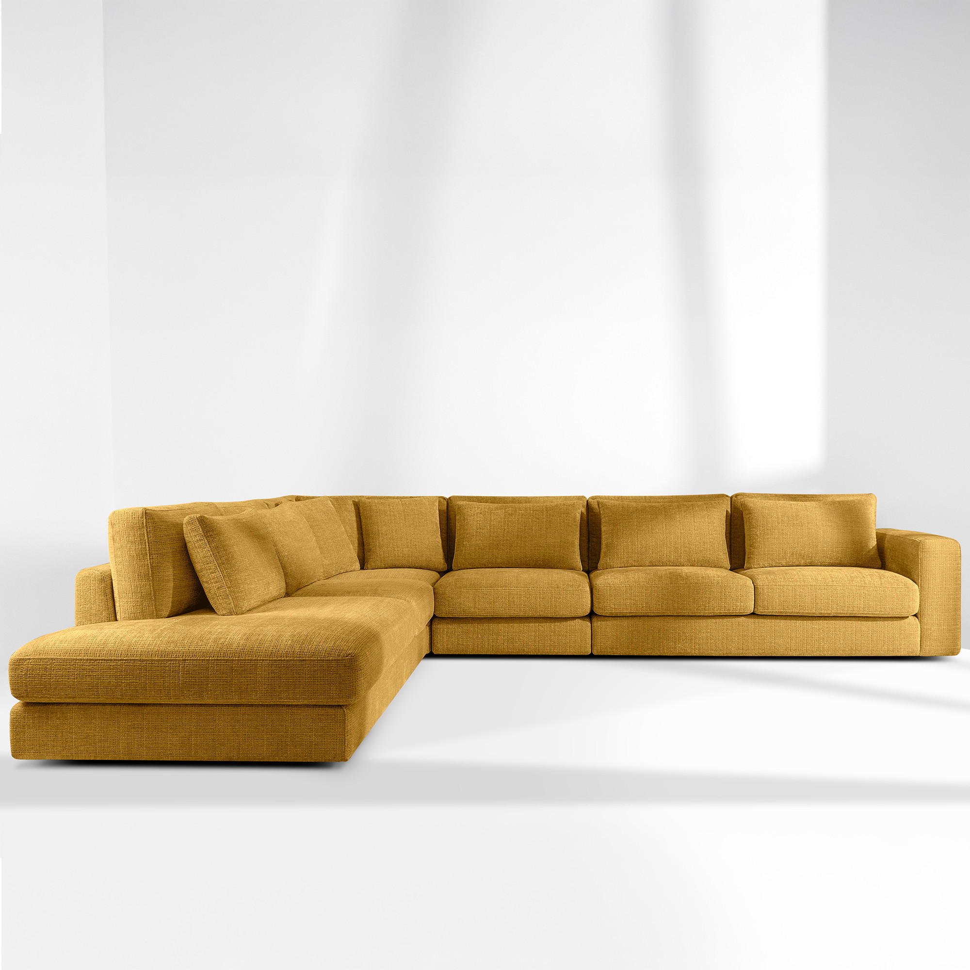 ECKSOFA XL links VERUS - Gelb, Holz/Holzwerkstoff (377/328cm) - KONSIMO®