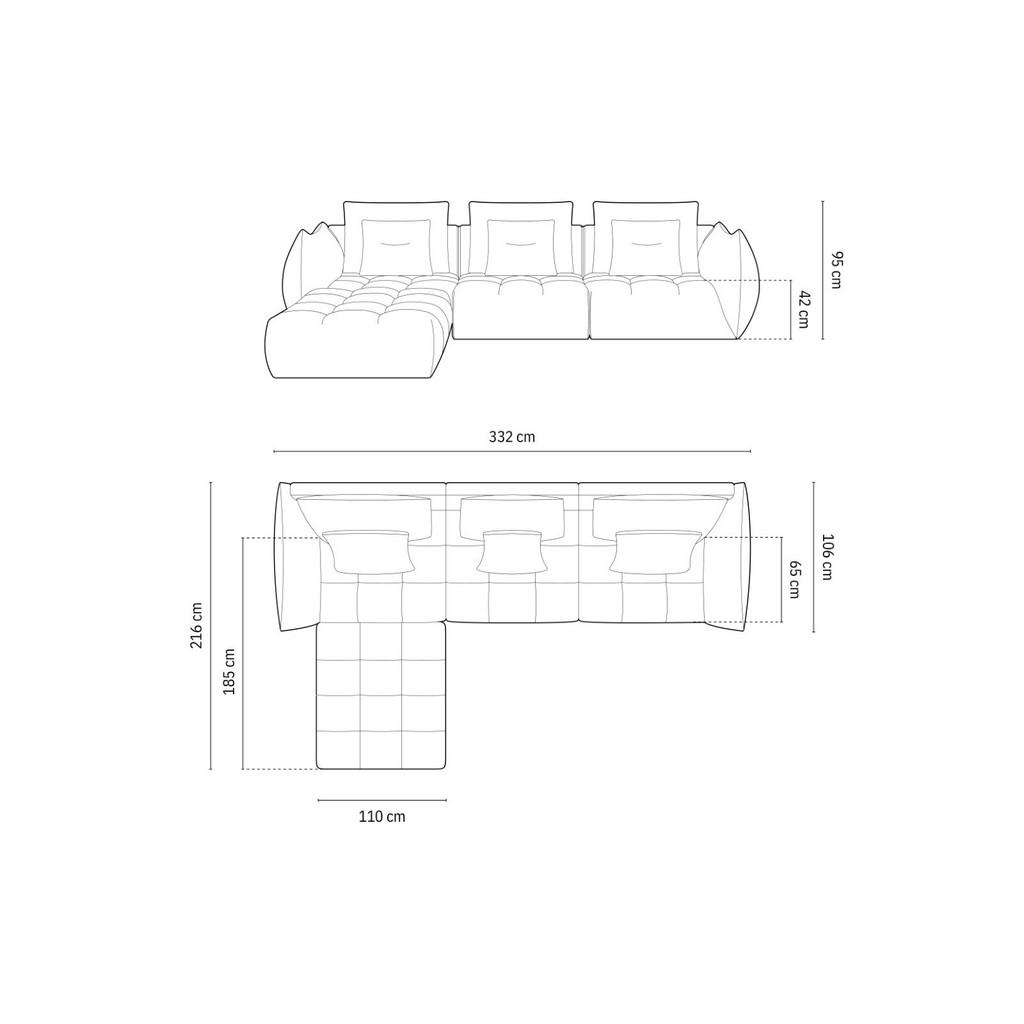 Thumbnail - Micadoni Sofa, Mokka, Textil, 2-Sitzer, L-Form, 332x216 cm, Hergestellt in Europa, Oeko-Tex®, Wohnzimmer, Sofas & Couche...