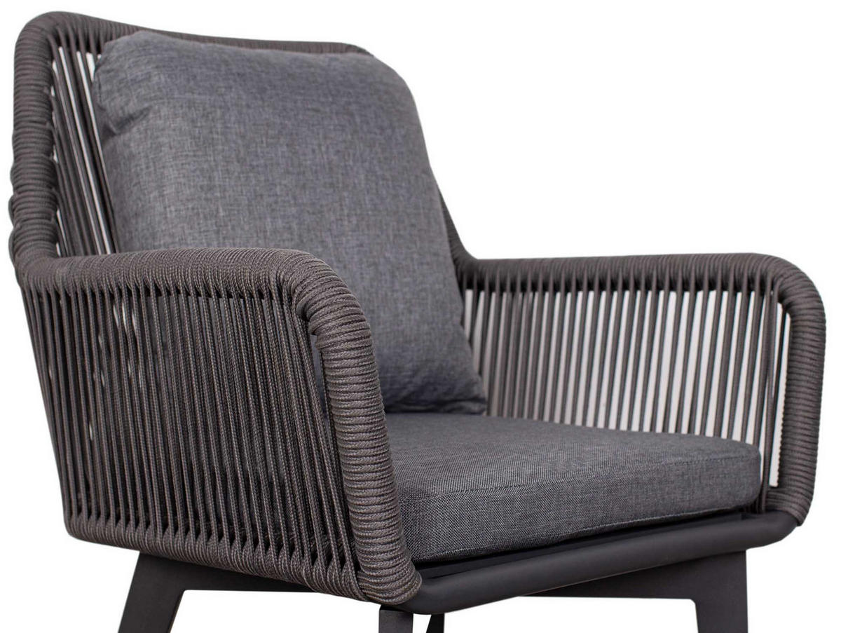 DININGSESSEL Marbella Rope mit Kissen uni grey - Grau, Metall (63/78/58cm) - Mr. Deko