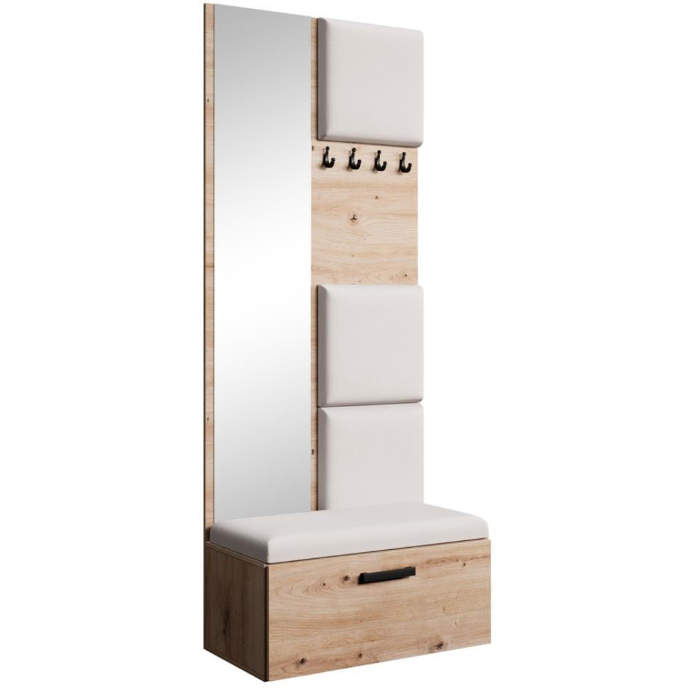 GARDEROBE Margaret III 81/203/43 mit gepolsterten Paneelen - Beige/Schwarz, Holzwerkstoff/Kunststoff (81/203/43cm) - Beautysofa