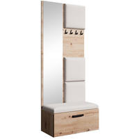 GARDEROBE Margaret III 81/203/43 mit gepolsterten Paneelen - Beige/Schwarz, Holzwerkstoff/Kunststoff (81/203/43cm) - Beautysofa