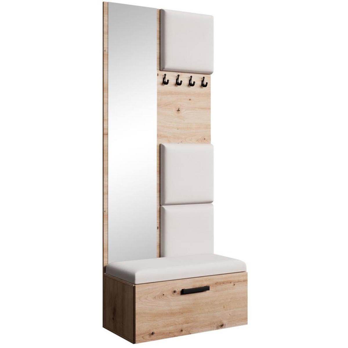 GARDEROBE Margaret III 81/203/43 mit gepolsterten Paneelen - Beige/Schwarz, Holzwerkstoff/Kunststoff (81/203/43cm) - Beautysofa