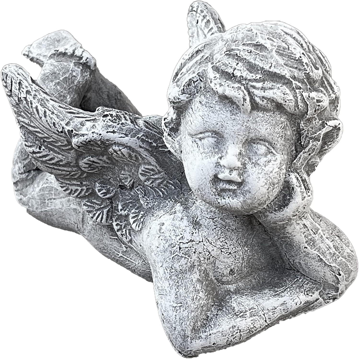 STEINFIGUR Engel auf Bauch liegend frostfest Steinguss - Grau, Stein (10/11/17cm) - stoneandstyle