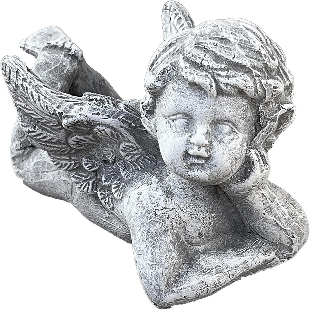 STEINFIGUR Engel auf Bauch liegend frostfest Steinguss - Grau, Stein (10/11/17cm) - stoneandstyle