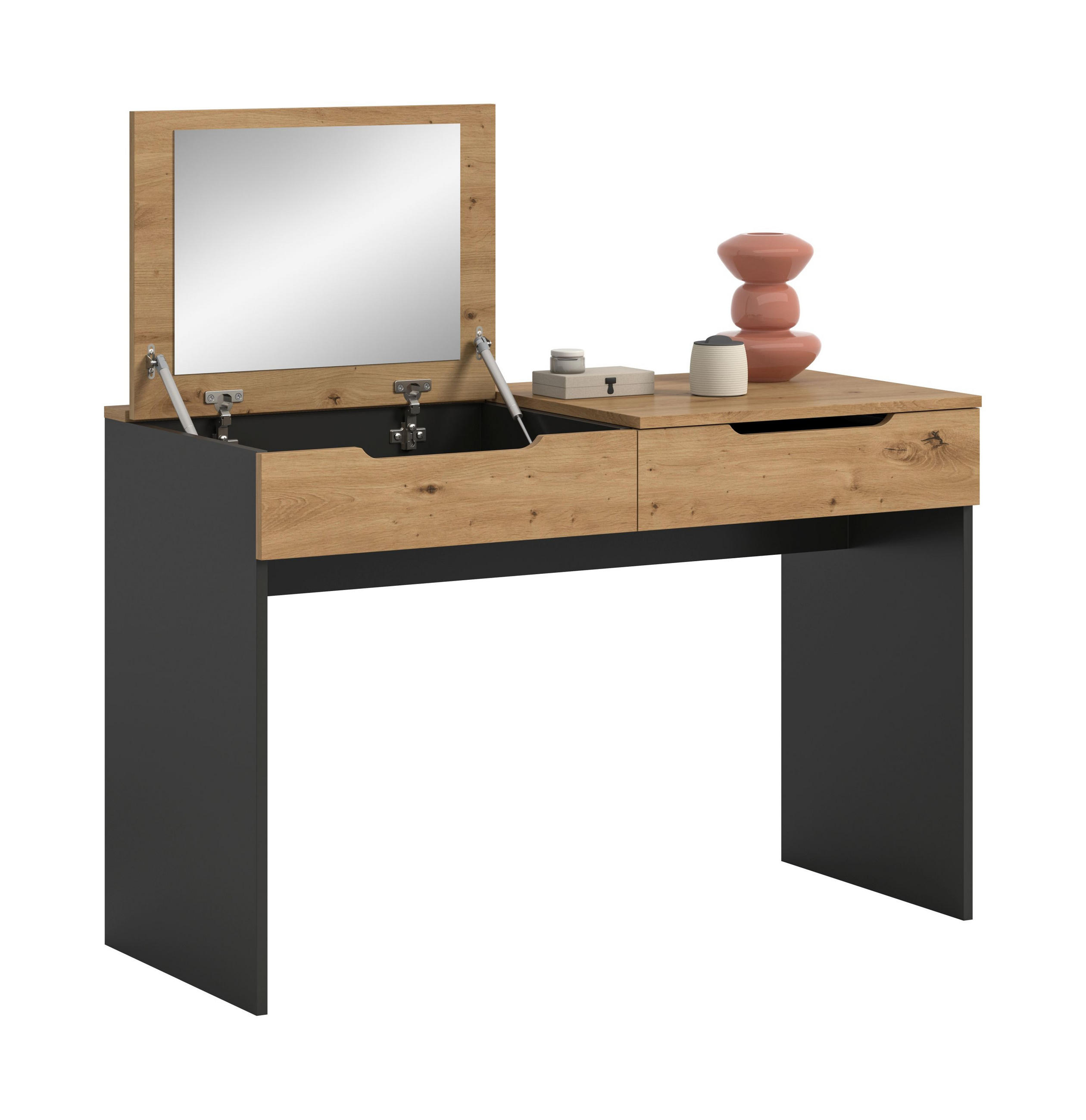 SCHMINKTISCH Canu Artisan 115/50/76 cm - Grau, Holzwerkstoff (115/76/50cm) - Xonox