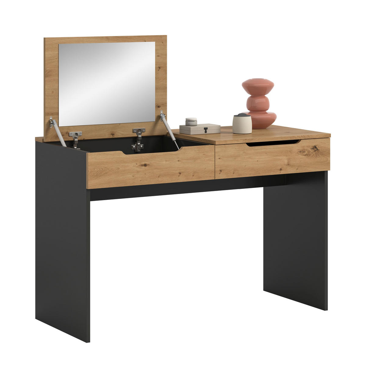 SCHMINKTISCH Canu Artisan 115/50/76 cm - Grau, Holzwerkstoff (115/76/50cm) - Xonox