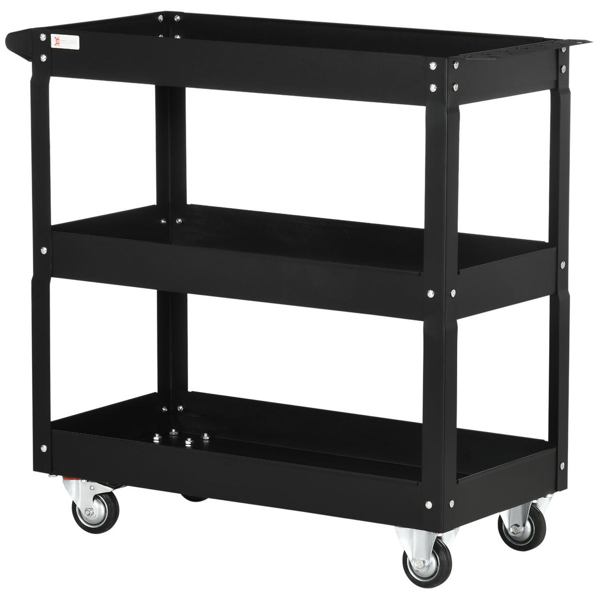 WERKZEUGWAGEN DE-09495 3-stufig mit 4 Rollen Schwarz - Schwarz, Metall (35.3/76/83cm) - ComfortXL