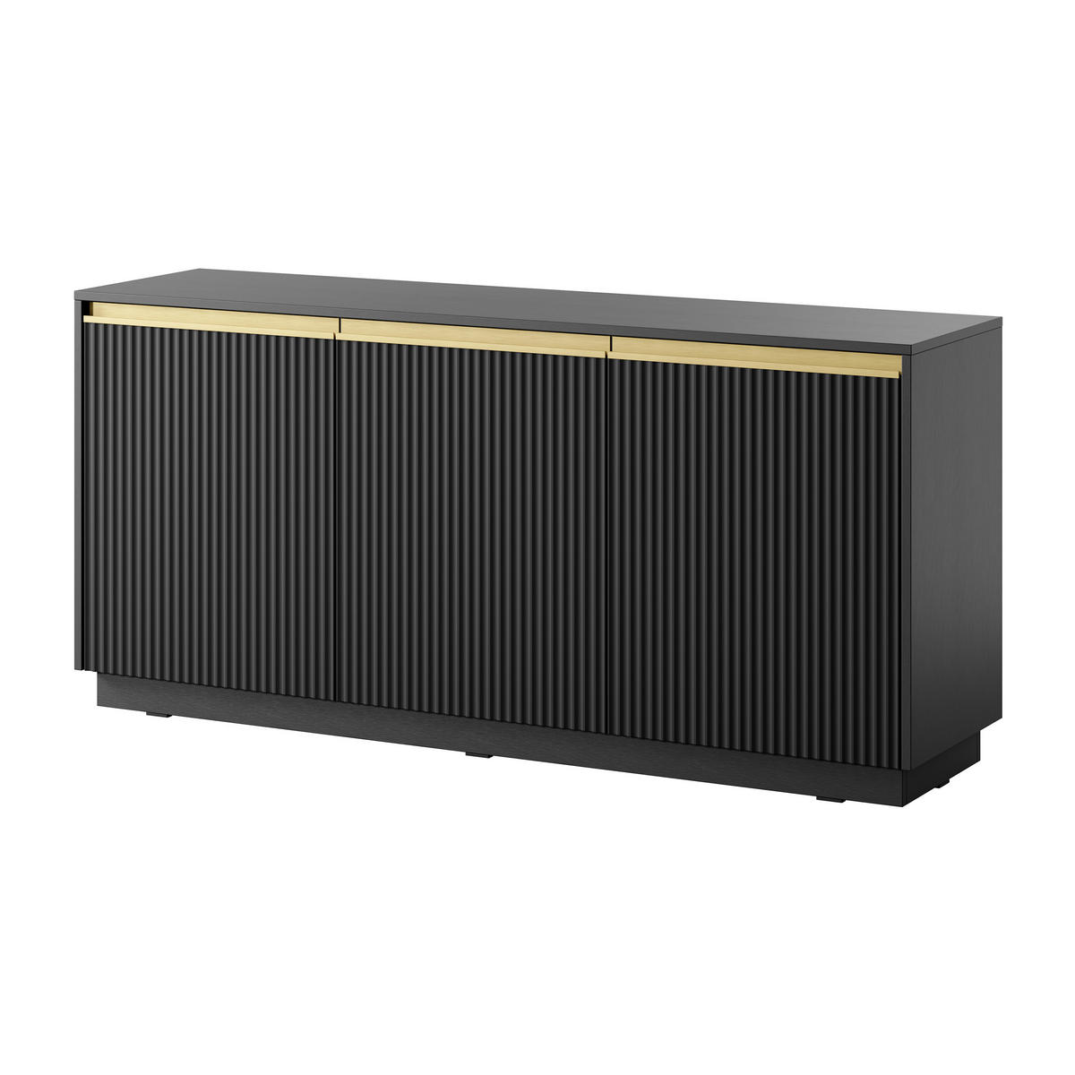 SIDEBOARD MAESTRO 154/72/39cm 3 Türen Schwarz - Schwarz, Holzwerkstoff (154/72/39cm) - MASSENO