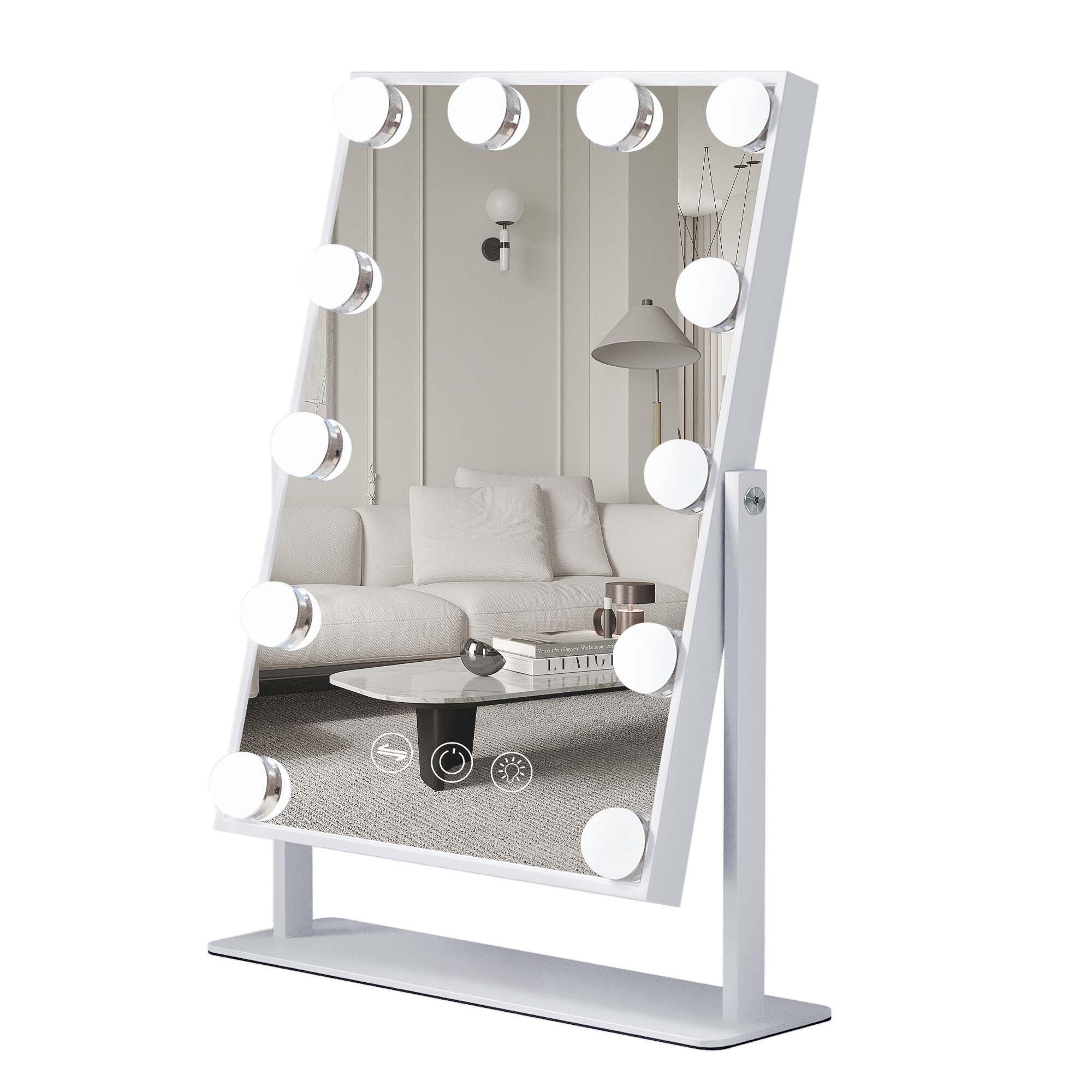 SCHMINKSPIEGEL mit LED-Beleuchtung weiß 30/41cm - Weiß, Metall (30/41/3cm) - VANITII