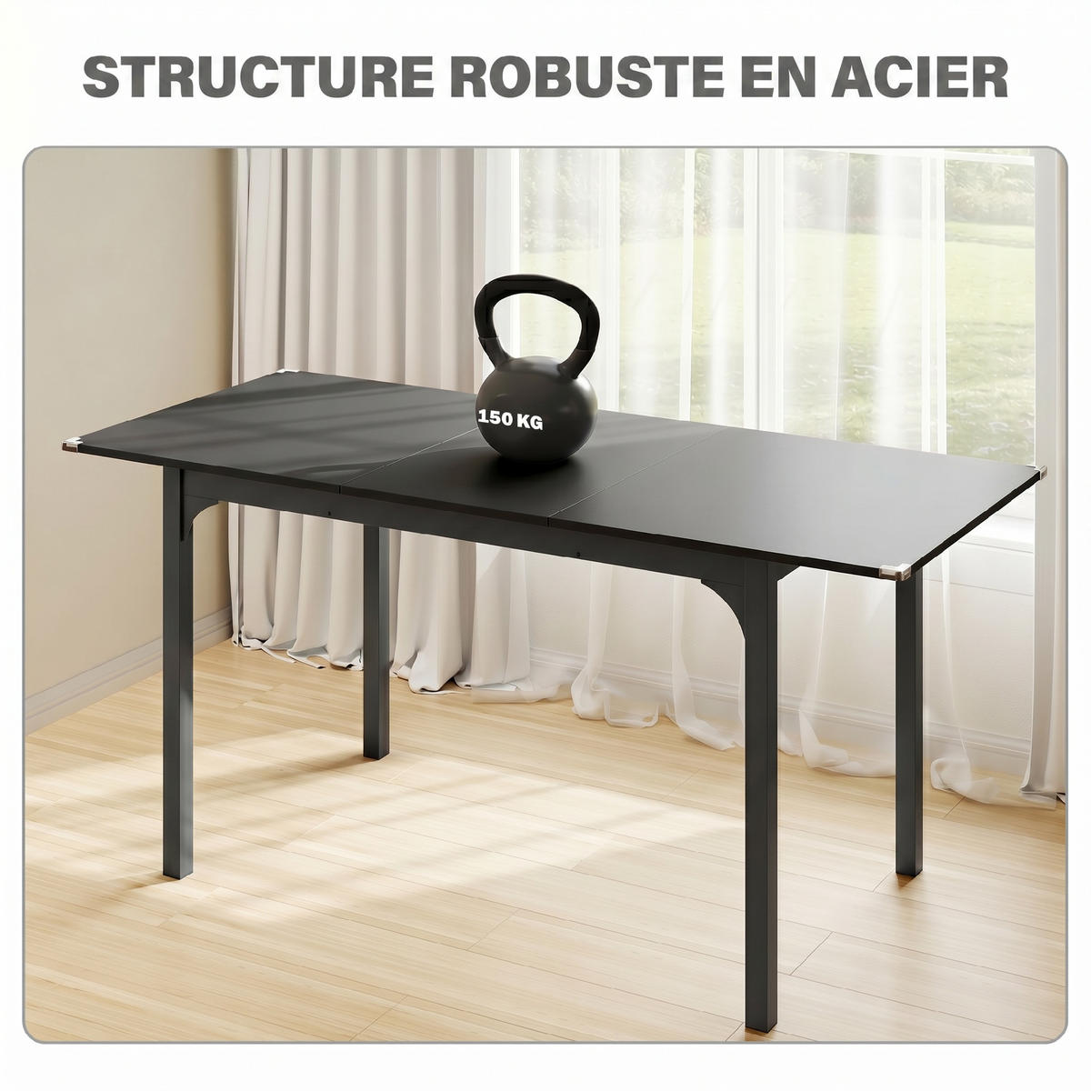 ESSTISCH Schwarz ausziehbar 120-160/70/75 cm - Schwarz, Metall (160/70/75cm) - PANGIVO