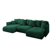 WOHNLANDSCHAFT mit Schlaffunktion und Bettkasten ONESK-U 317x177x72 Dunkelgrün Velours - Dunkelgrün, Holzwerkstoff/Kunststoff (317/72/177cm) - ALTDECOR