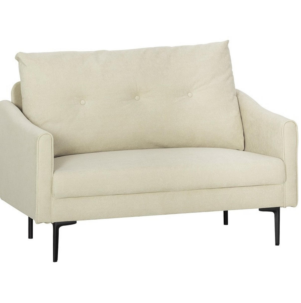 DVOUMÍSTNÁ pohovka 124/73/92 cm krémově bílá z kovu s měkkým polstrováním - krémová, kov (73/92/124cm) - OKWISH
