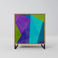 SIDEBOARD COLD SHOWCASE, Eichefarben, 57,5x42x67,5 cm, Schwarze Metall-Rahmenfüße - Eichefarben/Multicolor, Holzwerkstoff/Metall (57.5/67.5/42cm) - SpaceRebels