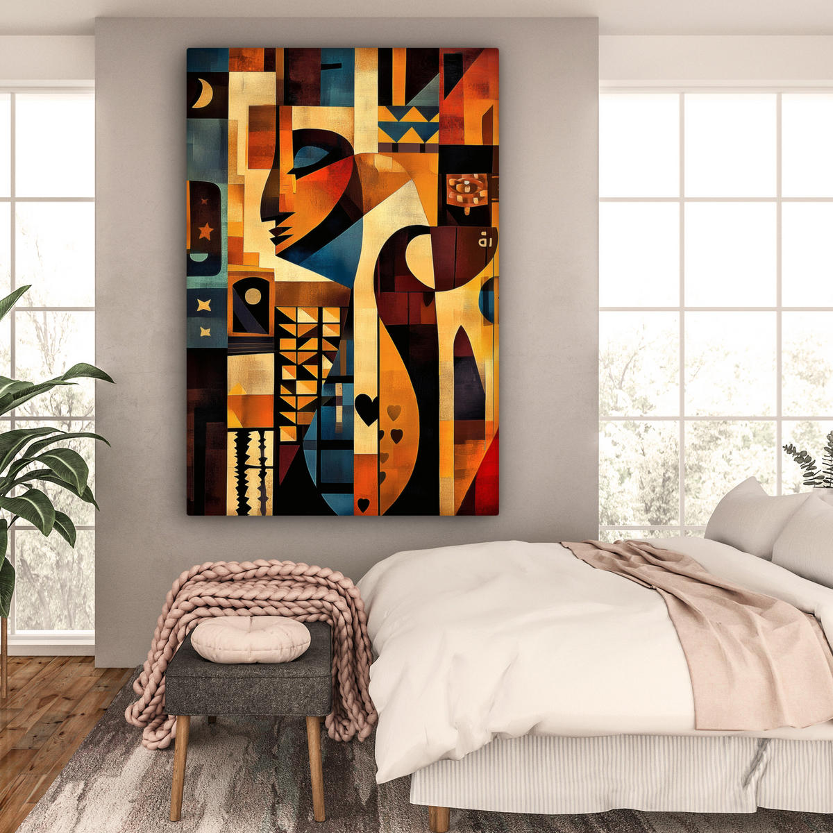 LEINWANDBILD Figuren - Abstrakt - Symbole 90x140 cm - Terracotta, Textil (90/140cm) - MuchoWow