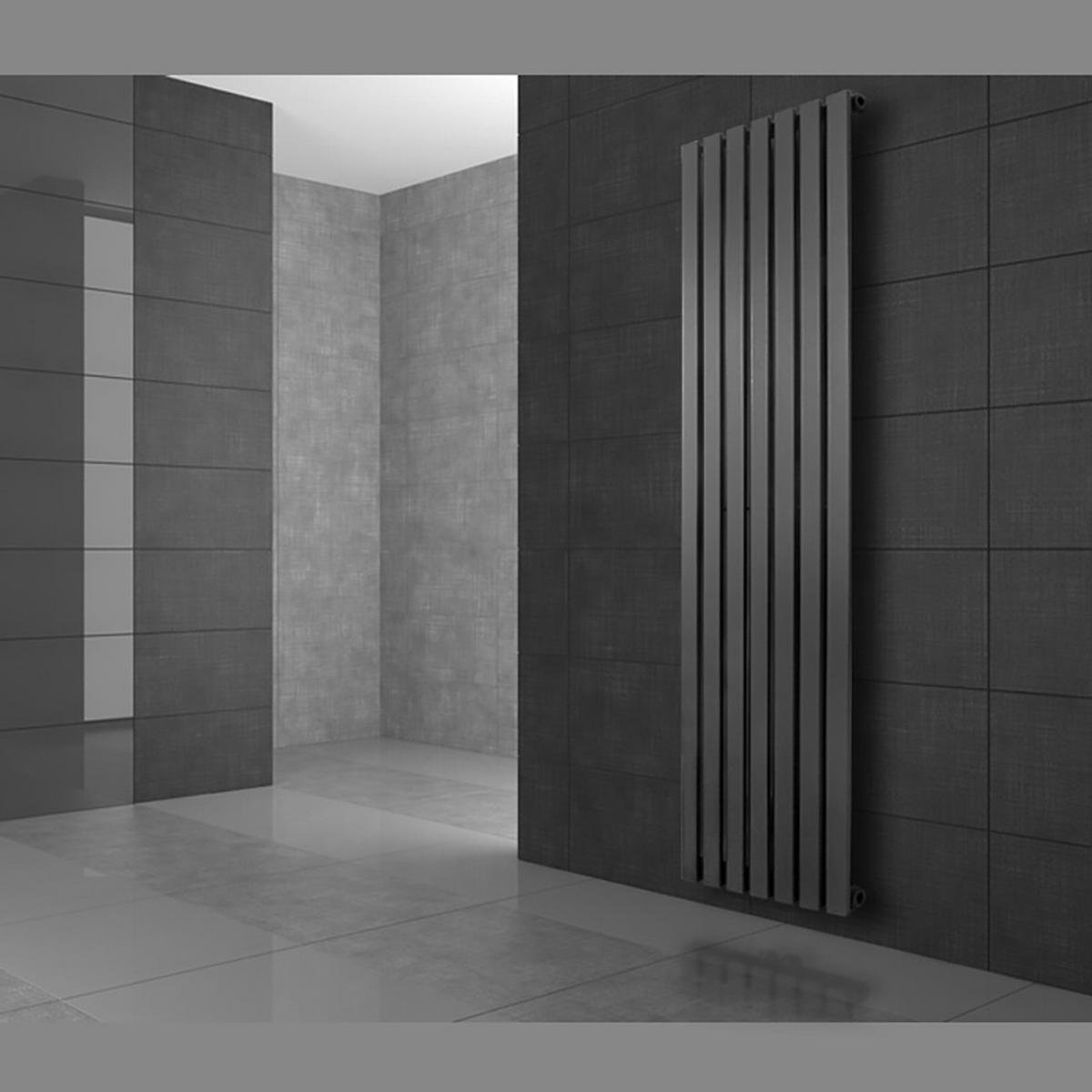BADHEIZKÖRPER Stella 480x1600 mm Anthrazit mit Ventil Universal - Anthrazit, Metall (48/160/5cm) - LuxeBath