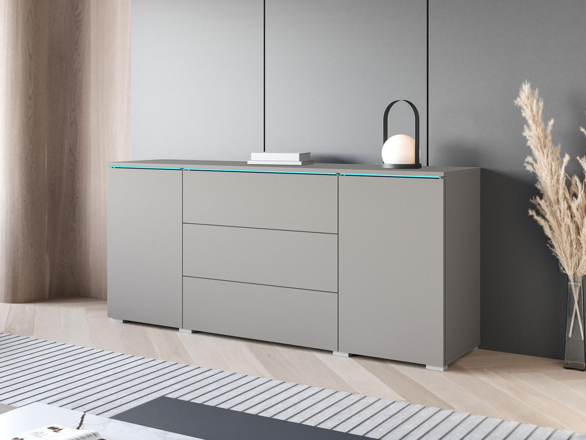 SIDEBOARD Vera 150 mit RGB LED Beleuchtung - Grau, Holzwerkstoff (150/66/40cm) - MIRJAN24