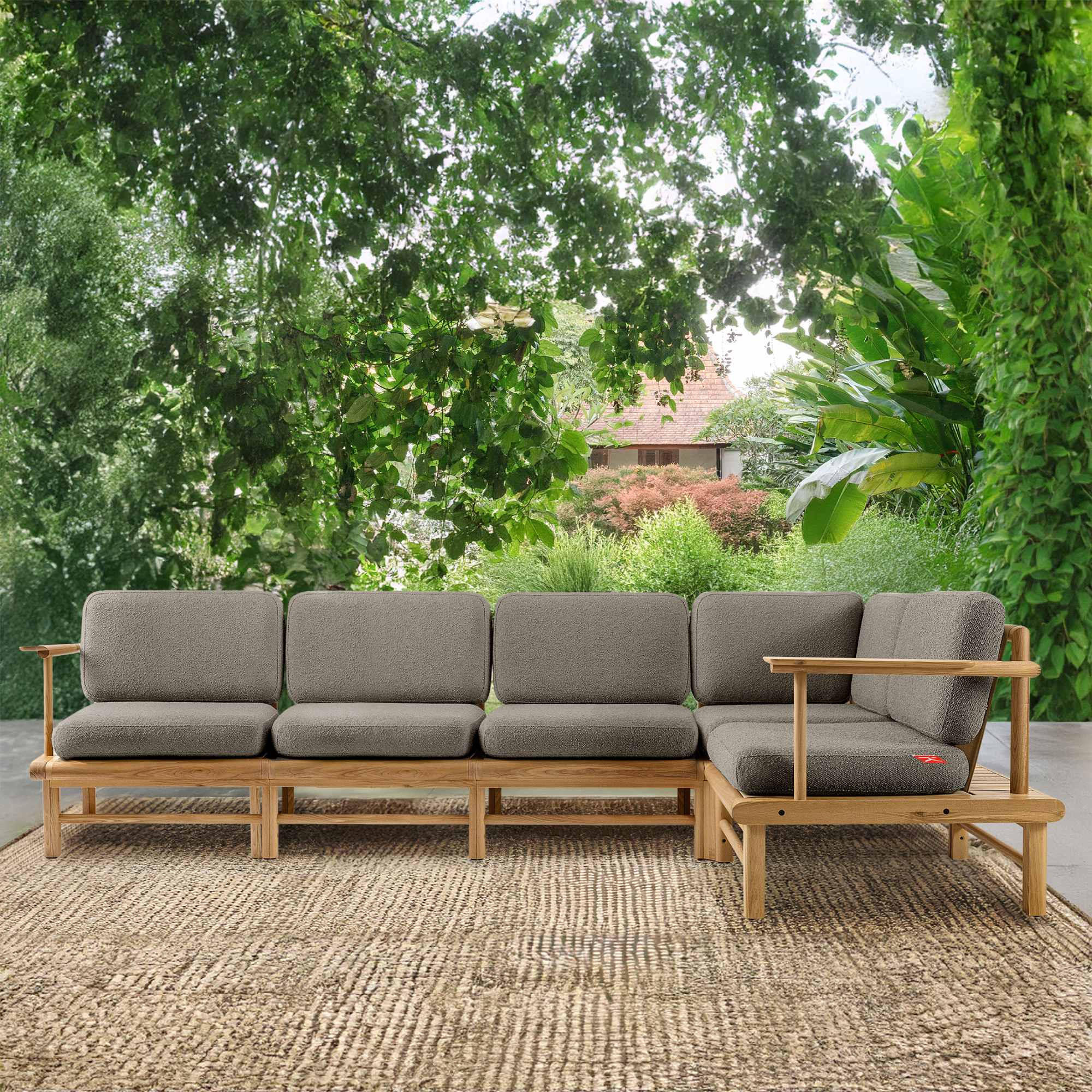 LOUNGESOFA ATREDA rechts - Grau, Holz/Textil (300/80/160cm) - KONSIMO®