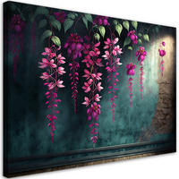 LEINWANDBILD Hängende Blumen auf Betonhintergrund - Blau, Textil (60/40cm) - Feeby