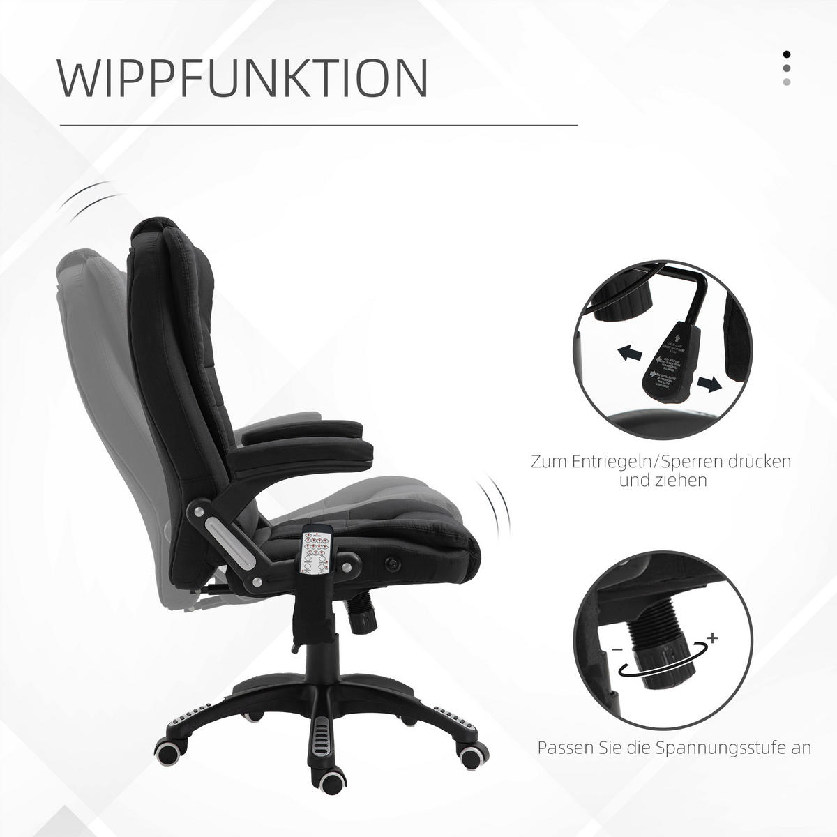 BÜROSTUHL Massage Schwarz - Schwarz, Textil (68/120/72cm) - Jamb