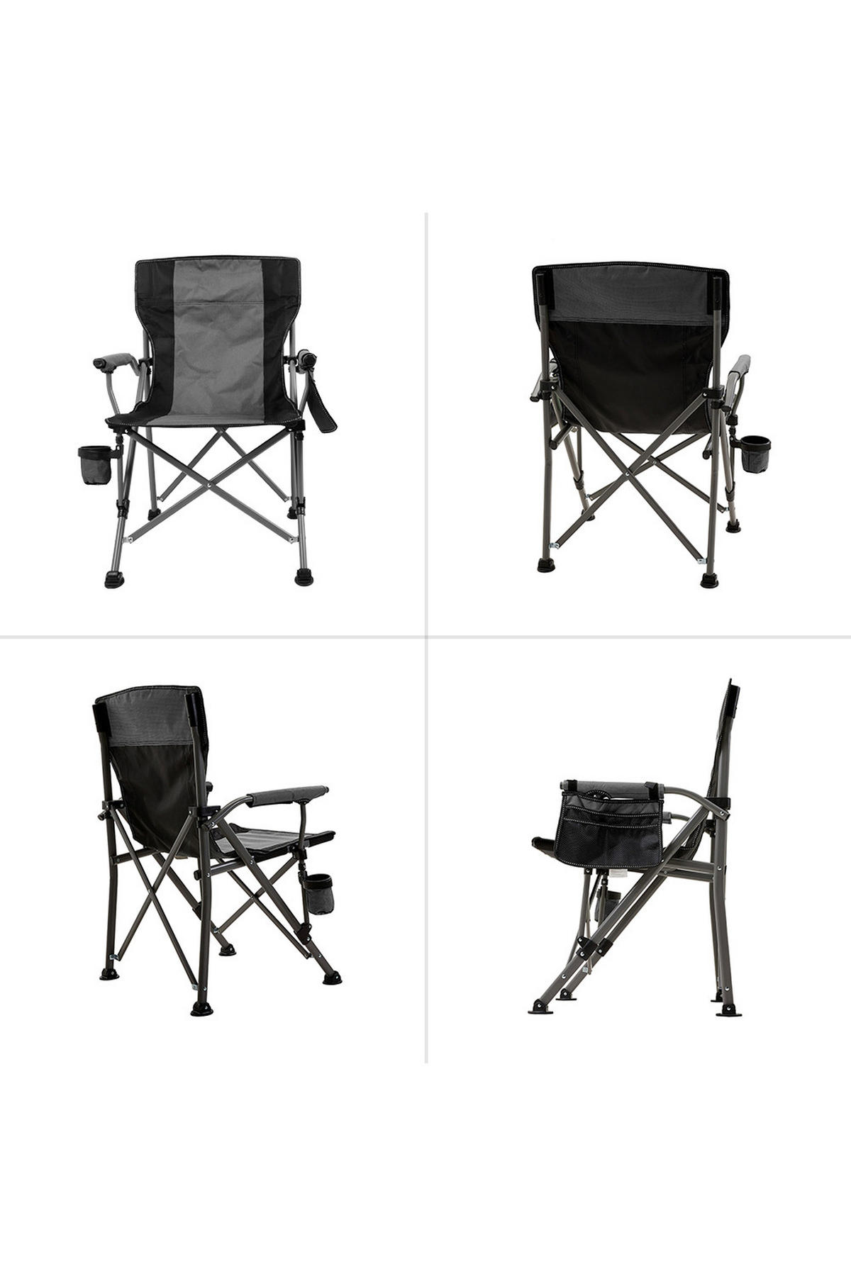 CAMPINGSTUHL aus 600D Oxford-Gewebe + Stahlrohr in Grau Praktische Aufbewahrungstasche Angenehme Atmungsaktivität 54 cm B × 53 cm T × 92 cm H - Grau, Kunststoff (54/92/53cm) - Livingandhome