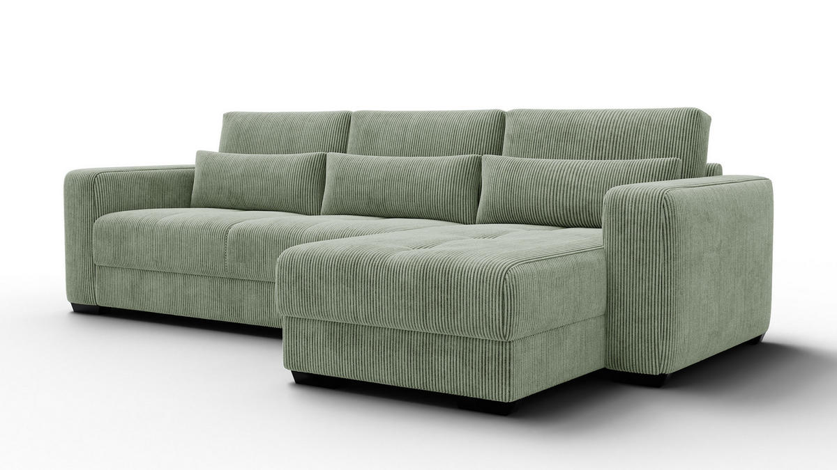 ECKSOFA OLI 4-Sitzer rechts, salbeigrün - Salbeigrün, Holz/Textil (295/172cm) - Courtois Laville