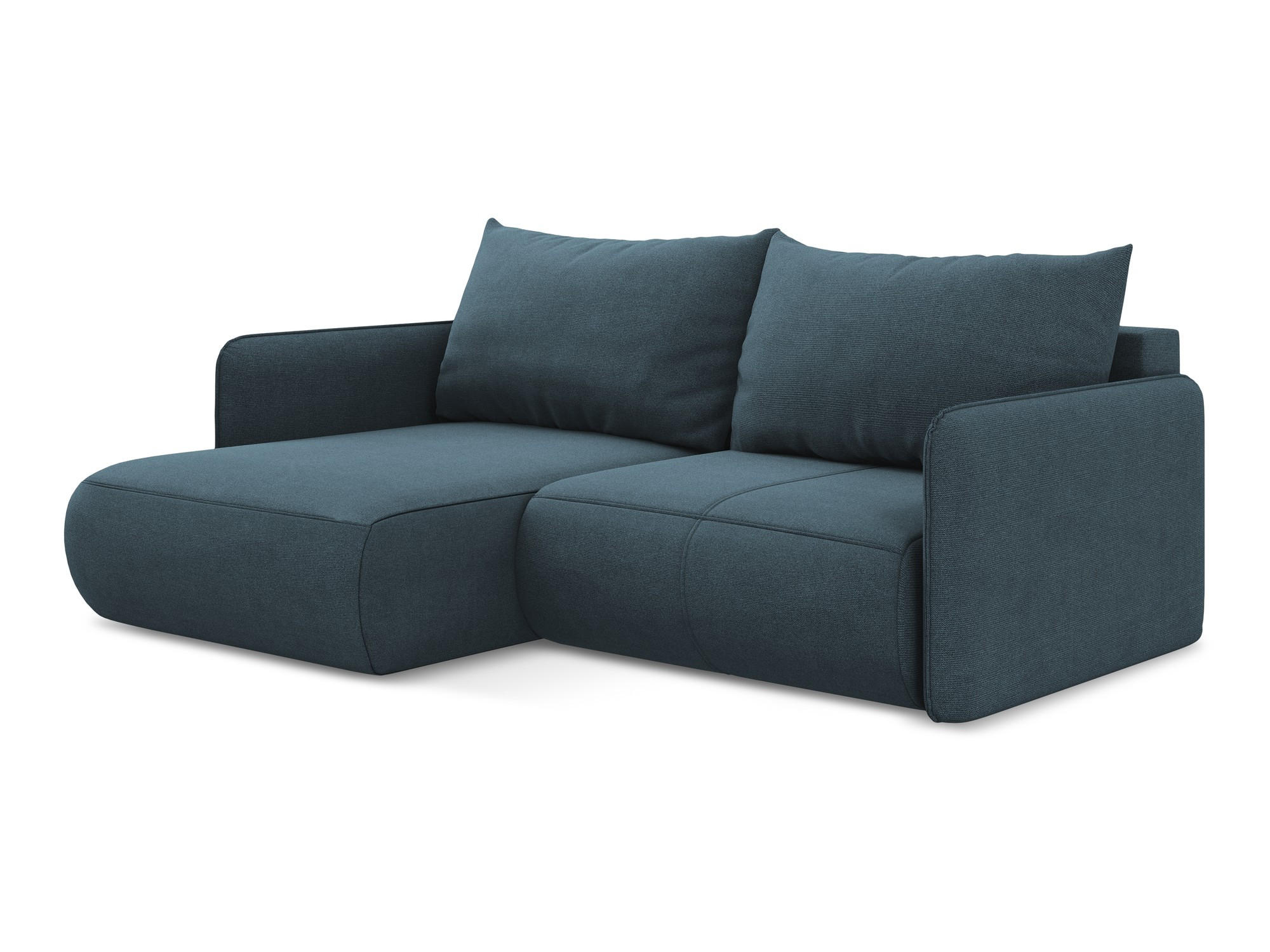 ECKSOFA mit Schlaffunktion Strukturstoff Stoff Blau - Blau/Blaugrau, Kunststoff/Textil (148/207cm) - Makamii
