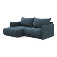 ECKSOFA mit Schlaffunktion Strukturstoff Stoff Blau - Blau/Blaugrau, Kunststoff/Textil (148/207cm) - Makamii