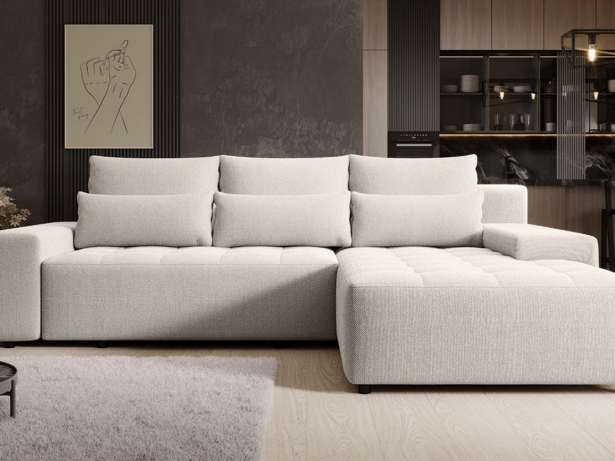 ECKSOFA Vento Weiß - Schwarz/Weiß, Holz/Kunststoff (280/184cm) - Graingold