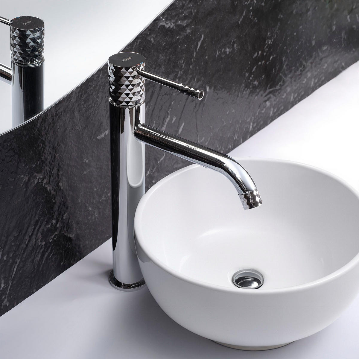WASCHBECKENARMATUR Rea Lungo Diamond Chrom High - Chromfarben, Metall (2/30/13.5cm) - REA
