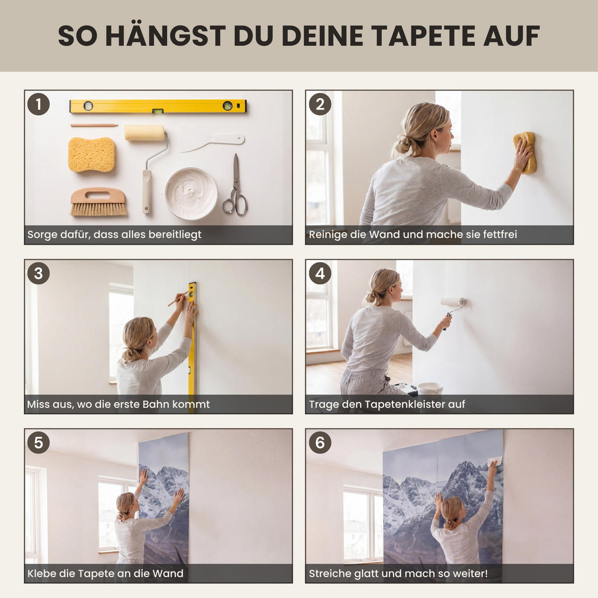 TAPETE - Schottischer Hochländer - Braun - Wasser - 180x300 cm - Braun, Papier (180/300cm) - OnlyWow