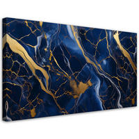 LEINWANDBILD Blauer Marmor mit goldenen Lofts 100x50cm - Blau, Textil (100/50cm) - Feeby