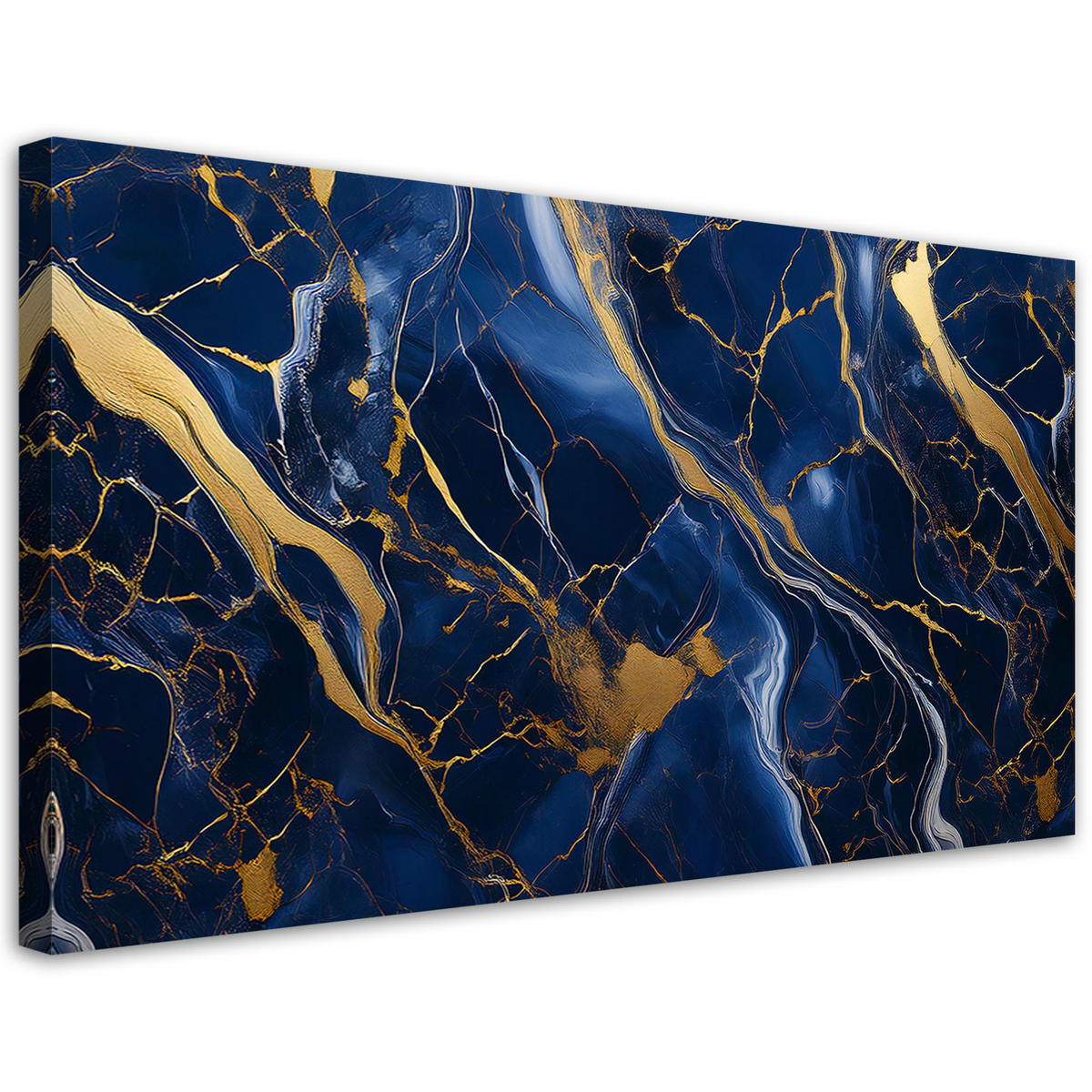 LEINWANDBILD Blauer Marmor mit goldenen Lofts 100x50cm - Blau, Textil (100/50cm) - Feeby